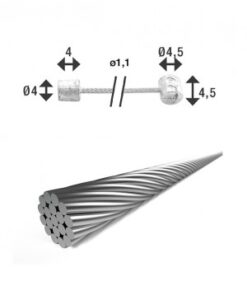 Bowden váltó 19szálas 1,25x2250mm 4x4 és 4,5x4,5-ös niplivel SH-X14